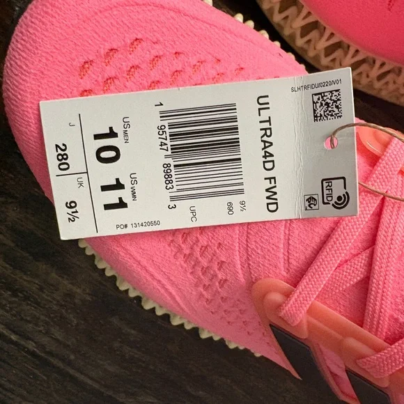 Adidas Ultra 4D Pink Black Women 11 Mens 10 100% Authentic - Picture 8 of 9